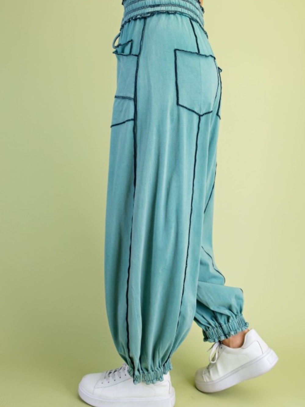 Gigio Green Mineral Washed Pants - Picture 5 of 5